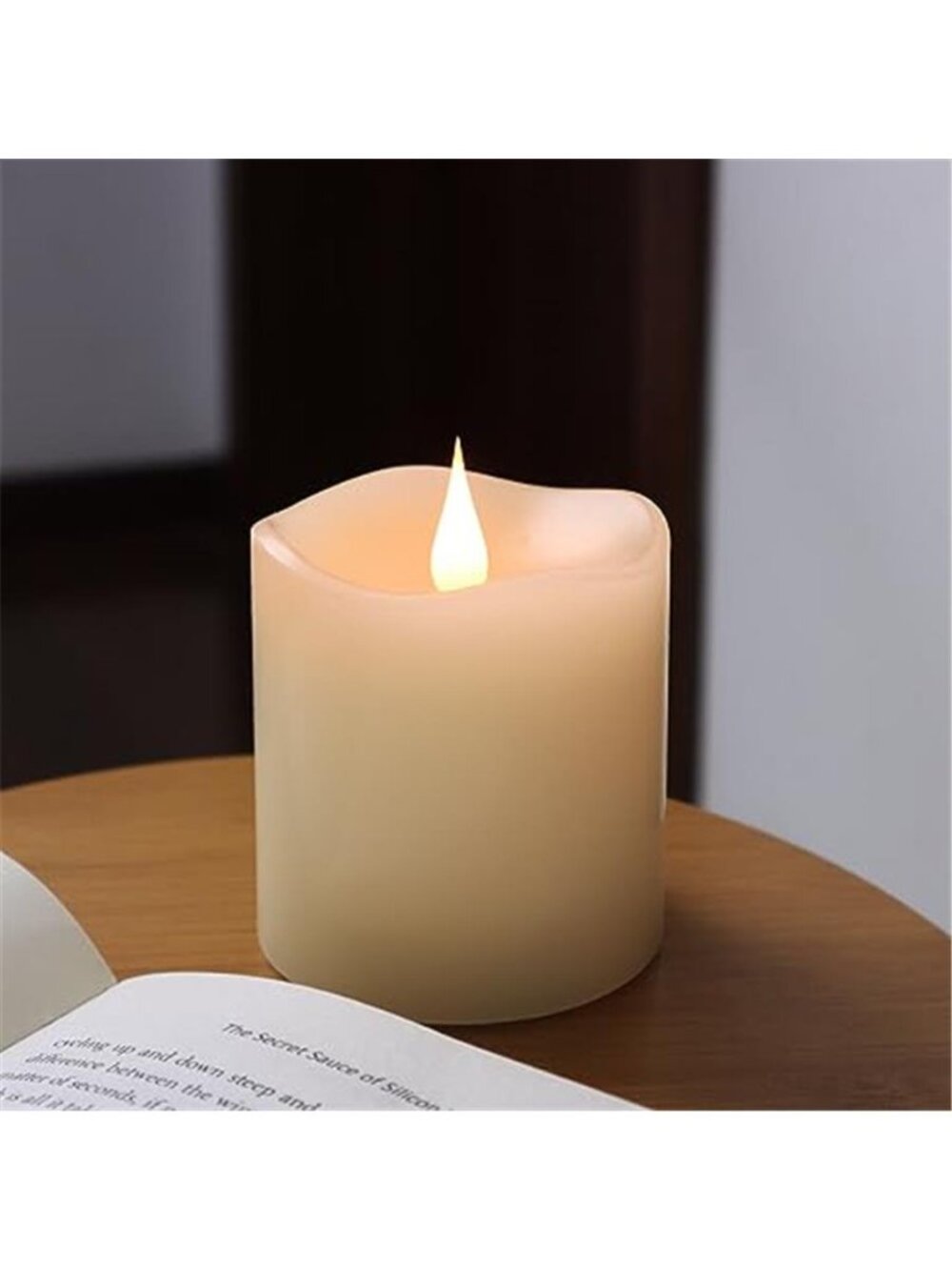 Flameless Candles Battery Operated Timer 3D Flickering LED Pillar Ivory Wax